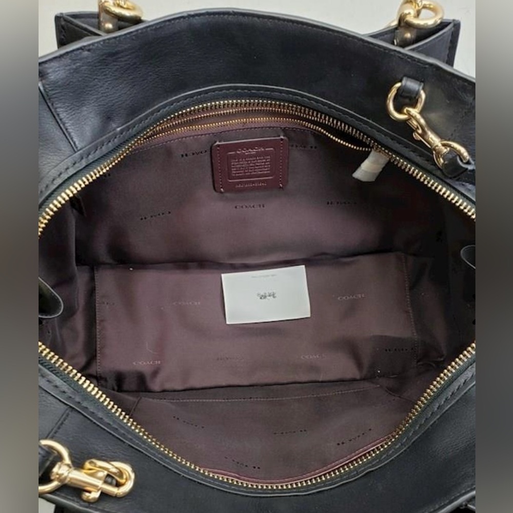 COACH Dreamer 36 Black Smooth Leather Satchel Gold - Picture 8 of 11